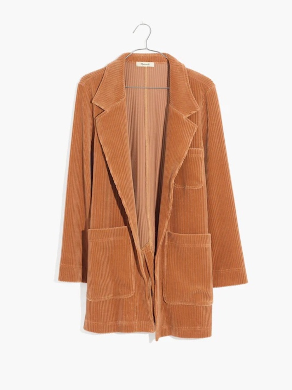 Madewell Texture and Thread Velour Corduroy Relaxed Blazer in Camel Brown